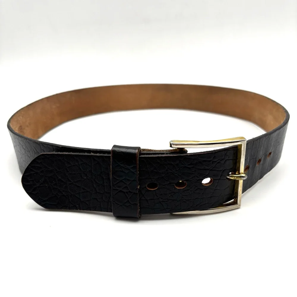 Vintage 70s SEARS 40381 Black Full Grain Steerhide Leather Western Belt 36